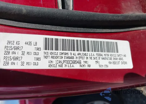 2012 Jeep Patriot Latitude from USA, damaged, VIN 1C4NJPFB3CD685466